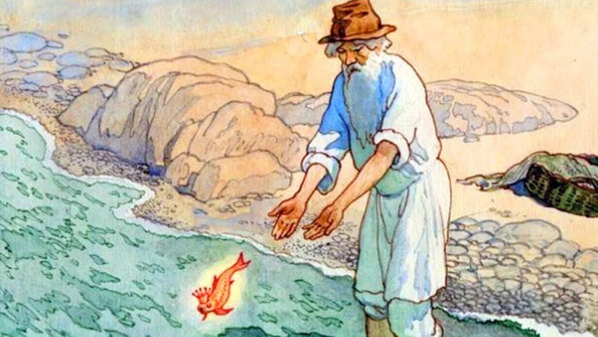 Фото рыбака и рыбки. Дехтерев сказка о рыбаке и рыбке. Пушкин старик и Золотая рыбка.
